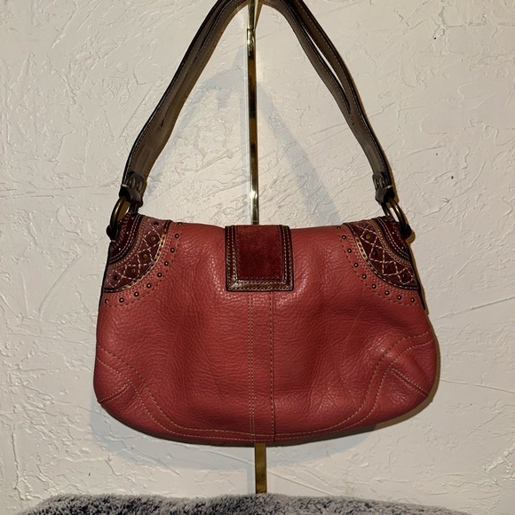 Coach G630479 Limited Edition Studded Pink& Brown SoHo Flap Leather Shoulder Bag - Picture 2 of 6